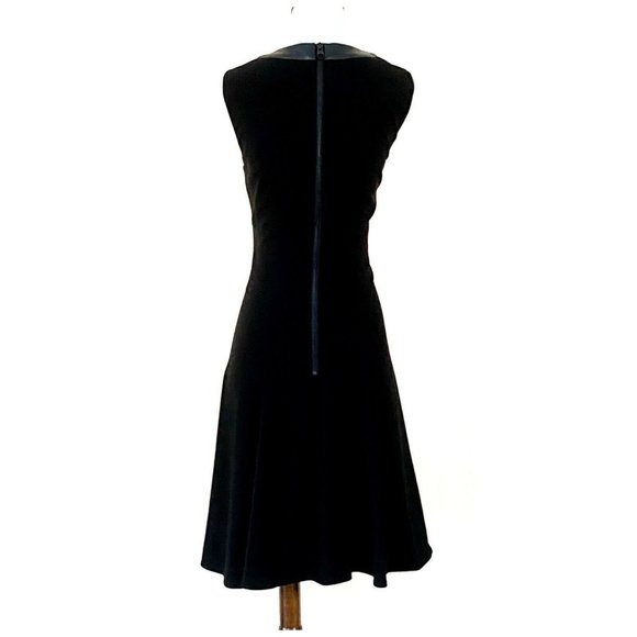 Calvin Klein Sleeveless Faux Leather Trim Neckline Cutout Flare Dress Size 8 - Picture 4 of 7